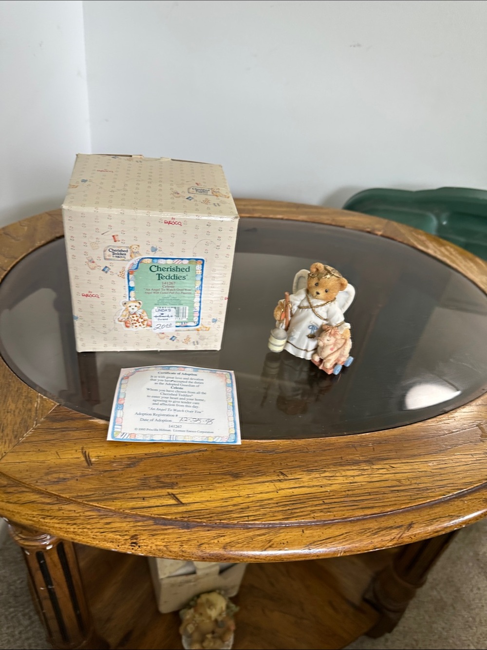Cherished Teddies White and Brown Guardian Teddy with Lamb Figurine